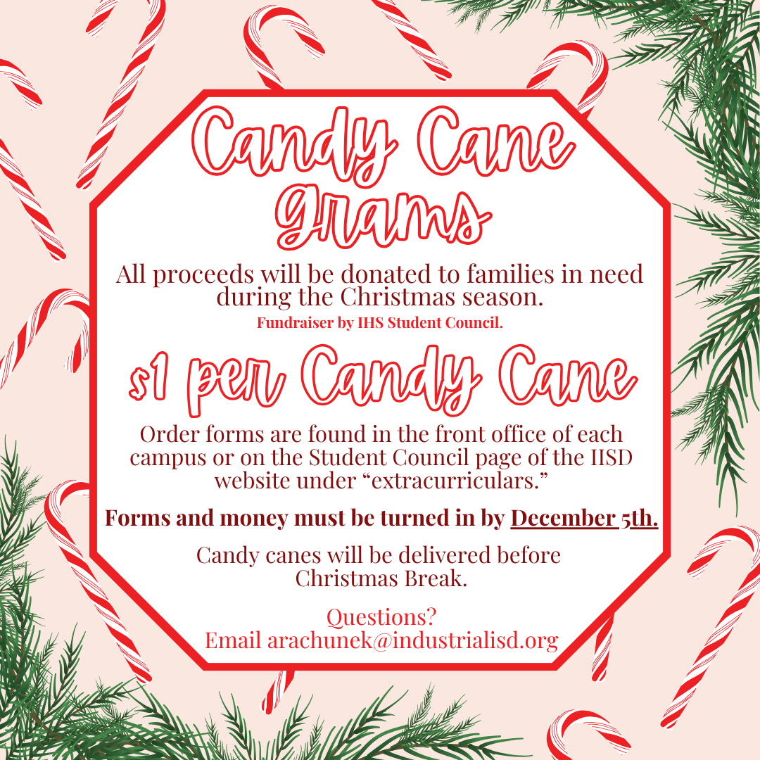 Candy Cane Gram Fundraiser - $1 per candy cane - Due December 5